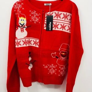 NWT Christmas Snowman Cardigan Sweater Size Small